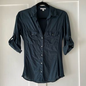 JAMES PERSE Button Front Blouse, Green